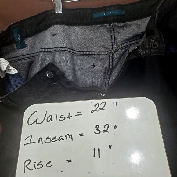 PERRY ELLIS Mens Jeans SZ 44x32 Straight Fit 100% Cotton Black Goth Punk Casual - Picture 3 of 8